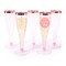 Set of 24 Plastic Champagne Flutes, Silver Glitter Pink Glass w/ Rose Gold Rim